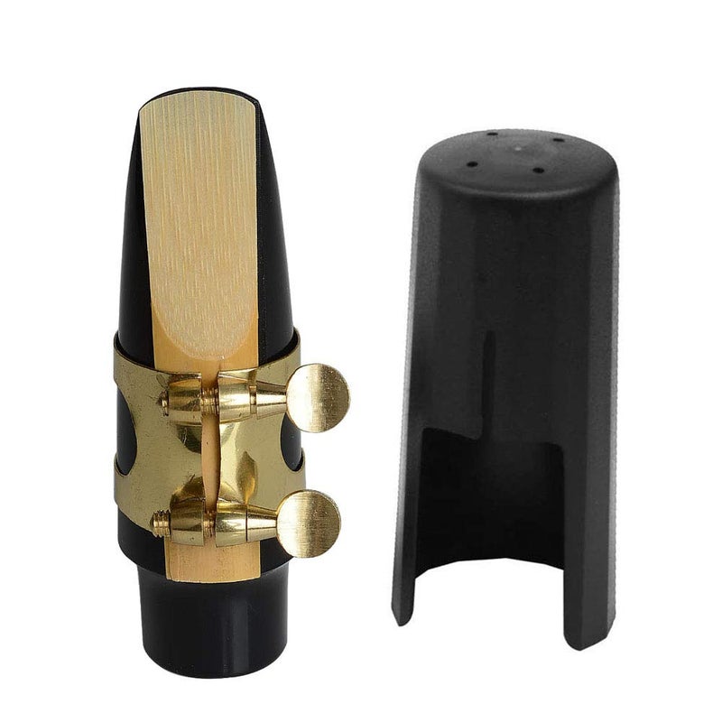 Jiayouy Soprano Sax Saxophone Mouthpiece with One Reed Golden Plated Ligature and Plastic Cap - Image 1